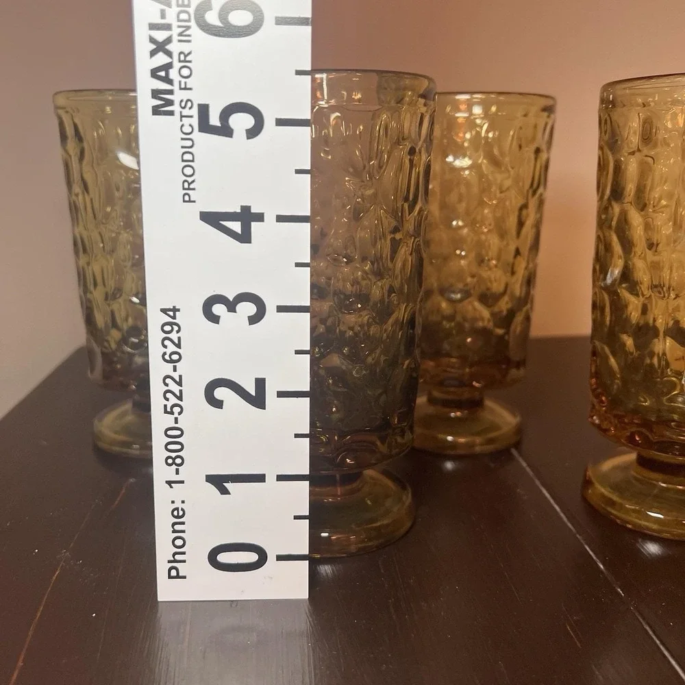 5 Fostoria Lemon Twist PEBBLE BEACH By Ben Seibel 10 OZ Footed Goblets 6
